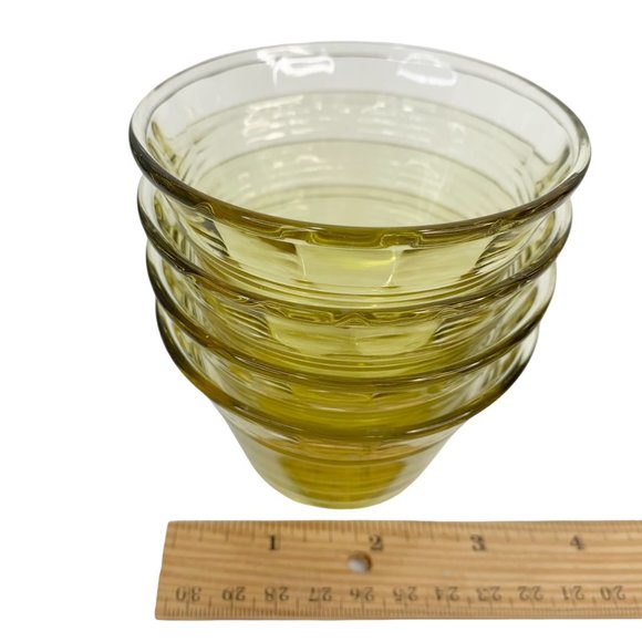 Vtg Custard Cup Set of 4 Amber Yellow Glass Mexico Forte Crista Flan Dessert - Picture 5 of 8